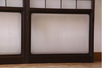 和製アンティーク　格子のデザインが素敵なデザインのガラス戸(ガラス帯戸、窓、引き戸)4枚セット
