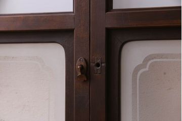 和製アンティーク　格子のデザインが素敵なデザインのガラス戸(ガラス帯戸、窓、引き戸)4枚セット