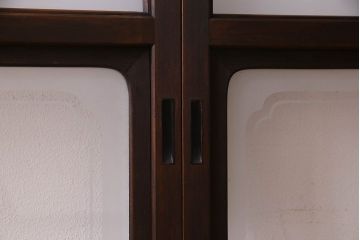 和製アンティーク　格子のデザインが素敵なデザインのガラス戸(ガラス帯戸、窓、引き戸)4枚セット