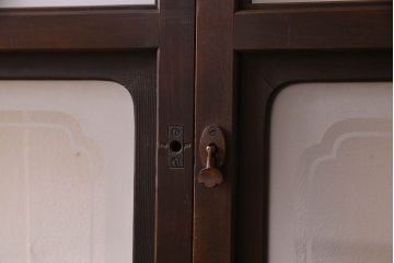 和製アンティーク　格子のデザインが素敵なデザインのガラス戸(ガラス帯戸、窓、引き戸)4枚セット