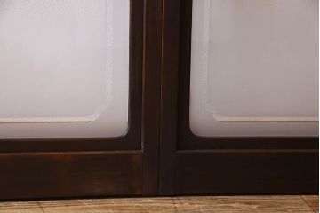 和製アンティーク　格子のデザインが素敵なデザインのガラス戸(ガラス帯戸、窓、引き戸)4枚セット