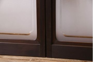 和製アンティーク　格子のデザインが素敵なデザインのガラス戸(ガラス帯戸、窓、引き戸)4枚セット