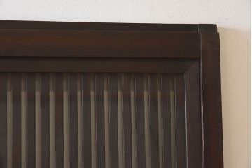 和製アンティーク　細かな格子が美しい　ガラス入り格子戸(引き戸、ガラス戸)(2)