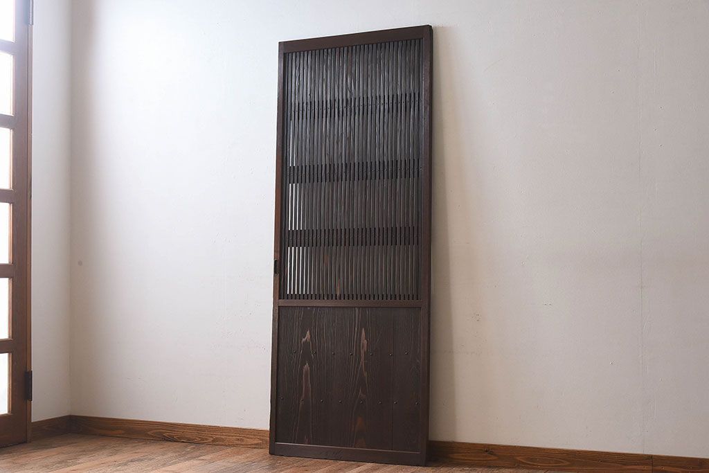 和製アンティーク　細かな格子が美しい　ガラス入り格子戸(引き戸、ガラス戸)(2)