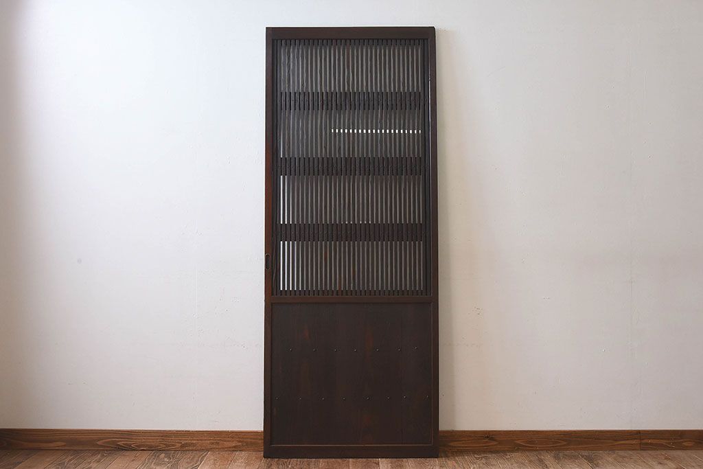 和製アンティーク　細かな格子が美しい　ガラス入り格子戸(引き戸、ガラス戸)(2)