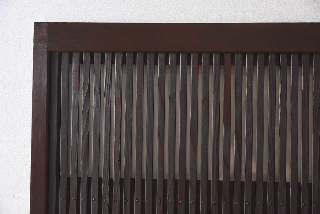 和製アンティーク　細かな格子が美しい　ガラス入り格子戸(引き戸、ガラス戸)(2)