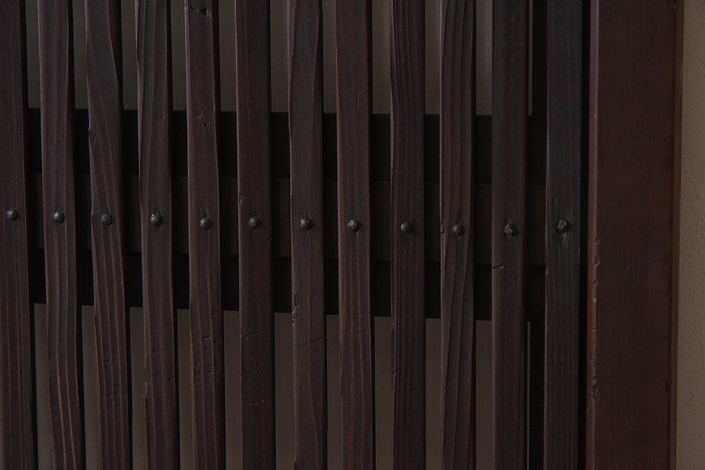 和製アンティーク　細かな格子が美しい　ガラス入り格子戸(引き戸、ガラス戸)(2)