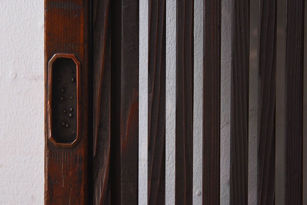 和製アンティーク　細かな格子が美しい　ガラス入り格子戸(引き戸、ガラス戸)(2)