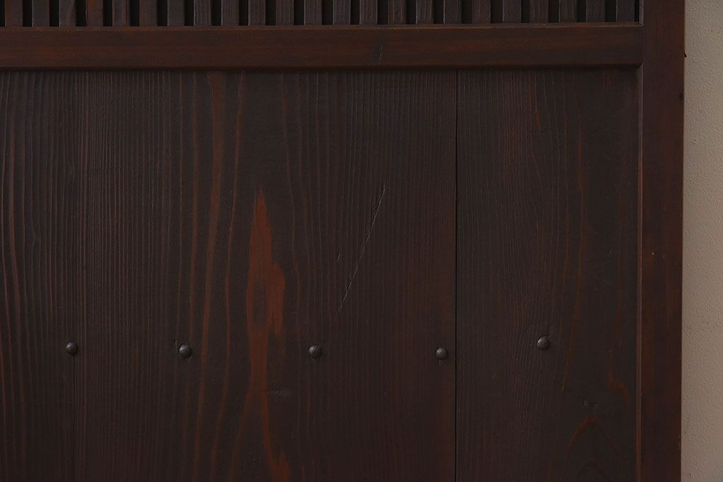 和製アンティーク　細かな格子が美しい　ガラス入り格子戸(引き戸、ガラス戸)(2)