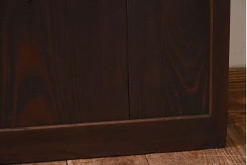 和製アンティーク　細かな格子が美しい　ガラス入り格子戸(引き戸、ガラス戸)(2)