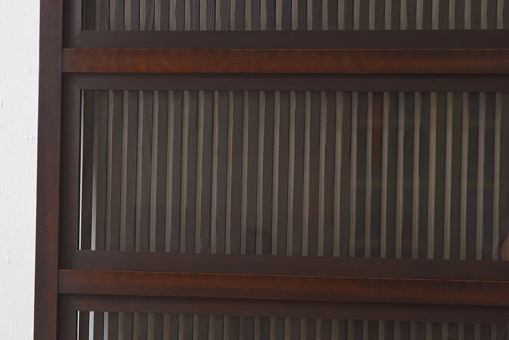 和製アンティーク　細かな格子が美しい　ガラス入り格子戸(引き戸、ガラス戸)(2)