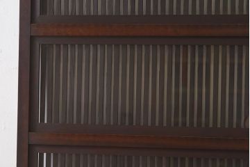 和製アンティーク　細かな格子が美しい　ガラス入り格子戸(引き戸、ガラス戸)(2)