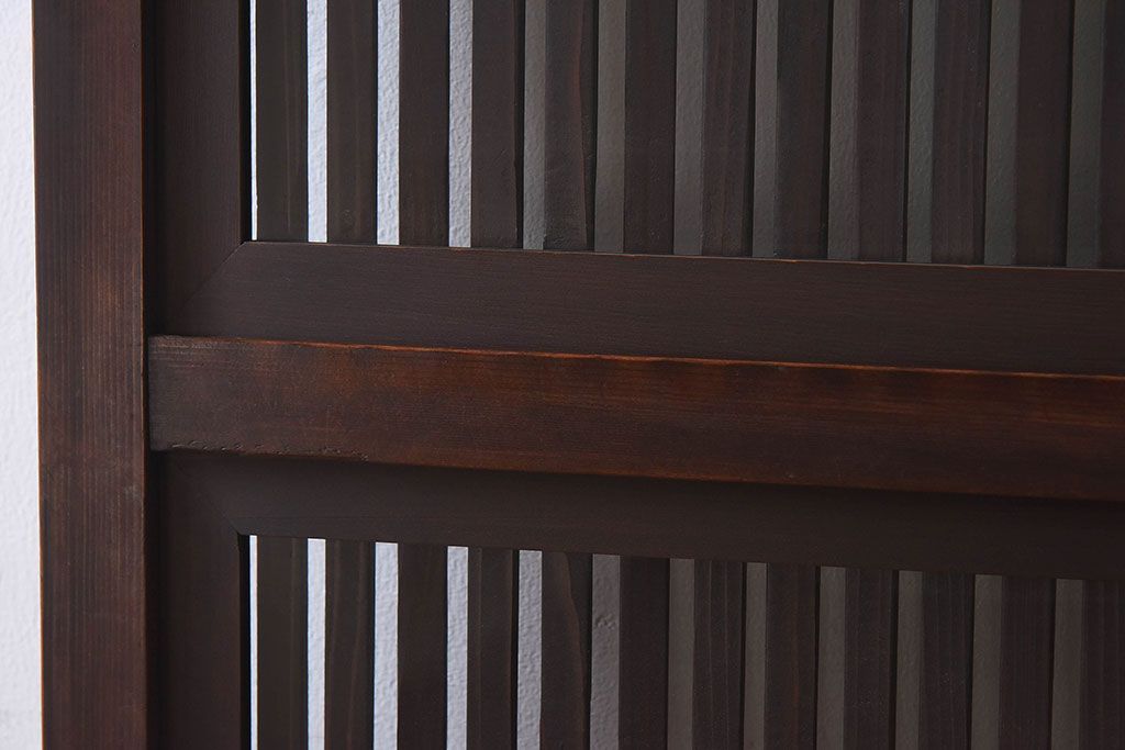 和製アンティーク　細かな格子が美しい　ガラス入り格子戸(引き戸、ガラス戸)(2)