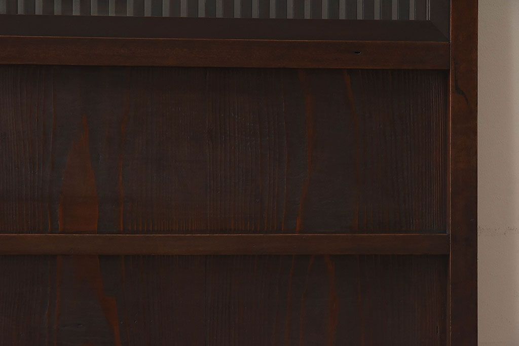 和製アンティーク　細かな格子が美しい　ガラス入り格子戸(引き戸、ガラス戸)(2)