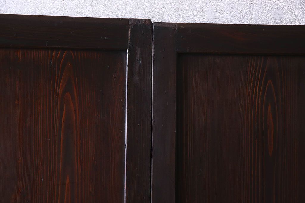 和製アンティーク　ダイヤガラス入り格子帯戸(ガラス帯戸、引き戸、ガラス戸)3枚セット