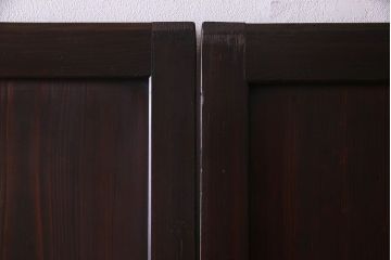 和製アンティーク　ダイヤガラス入り格子帯戸(ガラス帯戸、引き戸、ガラス戸)3枚セット