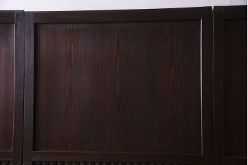 和製アンティーク　ダイヤガラス入り格子帯戸(ガラス帯戸、引き戸、ガラス戸)3枚セット