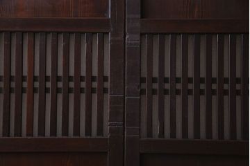 和製アンティーク　ダイヤガラス入り格子帯戸(ガラス帯戸、引き戸、ガラス戸)3枚セット