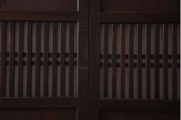 和製アンティーク　ダイヤガラス入り格子帯戸(ガラス帯戸、引き戸、ガラス戸)3枚セット