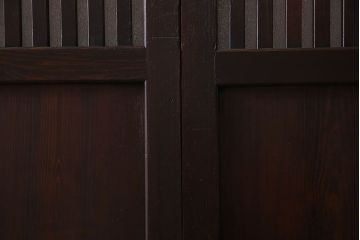 和製アンティーク　ダイヤガラス入り格子帯戸(ガラス帯戸、引き戸、ガラス戸)3枚セット