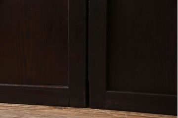 和製アンティーク　ダイヤガラス入り格子帯戸(ガラス帯戸、引き戸、ガラス戸)3枚セット