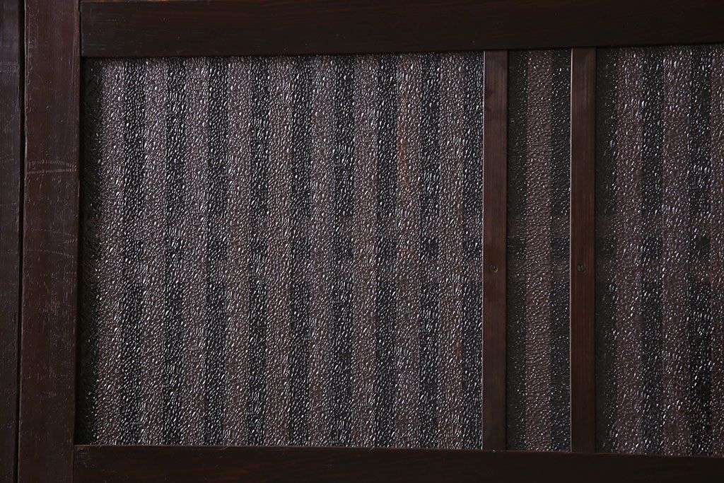 和製アンティーク　ダイヤガラス入り格子帯戸(ガラス帯戸、引き戸、ガラス戸)3枚セット