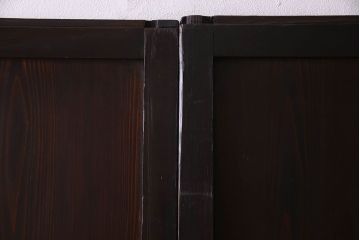 和製アンティーク　ダイヤガラス入り格子帯戸(ガラス帯戸、引き戸、ガラス戸)3枚セット