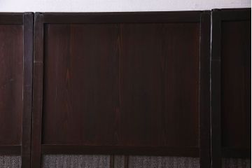 和製アンティーク　ダイヤガラス入り格子帯戸(ガラス帯戸、引き戸、ガラス戸)3枚セット