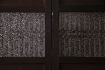 和製アンティーク　ダイヤガラス入り格子帯戸(ガラス帯戸、引き戸、ガラス戸)3枚セット