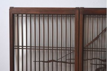 和製アンティーク　富士の図柄が魅力的な書院戸4枚セット(格子戸、ガラス戸、窓)