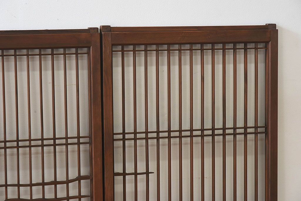 和製アンティーク　富士の図柄が魅力的な書院戸4枚セット(格子戸、ガラス戸、窓)