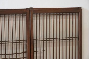 和製アンティーク　富士の図柄が魅力的な書院戸4枚セット(格子戸、ガラス戸、窓)