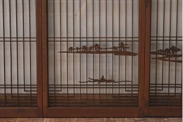 和製アンティーク　富士の図柄が魅力的な書院戸4枚セット(格子戸、ガラス戸、窓)