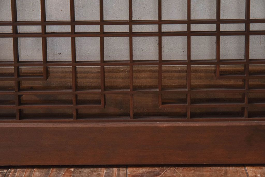 和製アンティーク　富士の図柄が魅力的な書院戸4枚セット(格子戸、ガラス戸、窓)