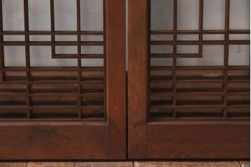 和製アンティーク　富士の図柄が魅力的な書院戸4枚セット(格子戸、ガラス戸、窓)