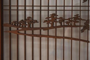 和製アンティーク　富士の図柄が魅力的な書院戸4枚セット(格子戸、ガラス戸、窓)