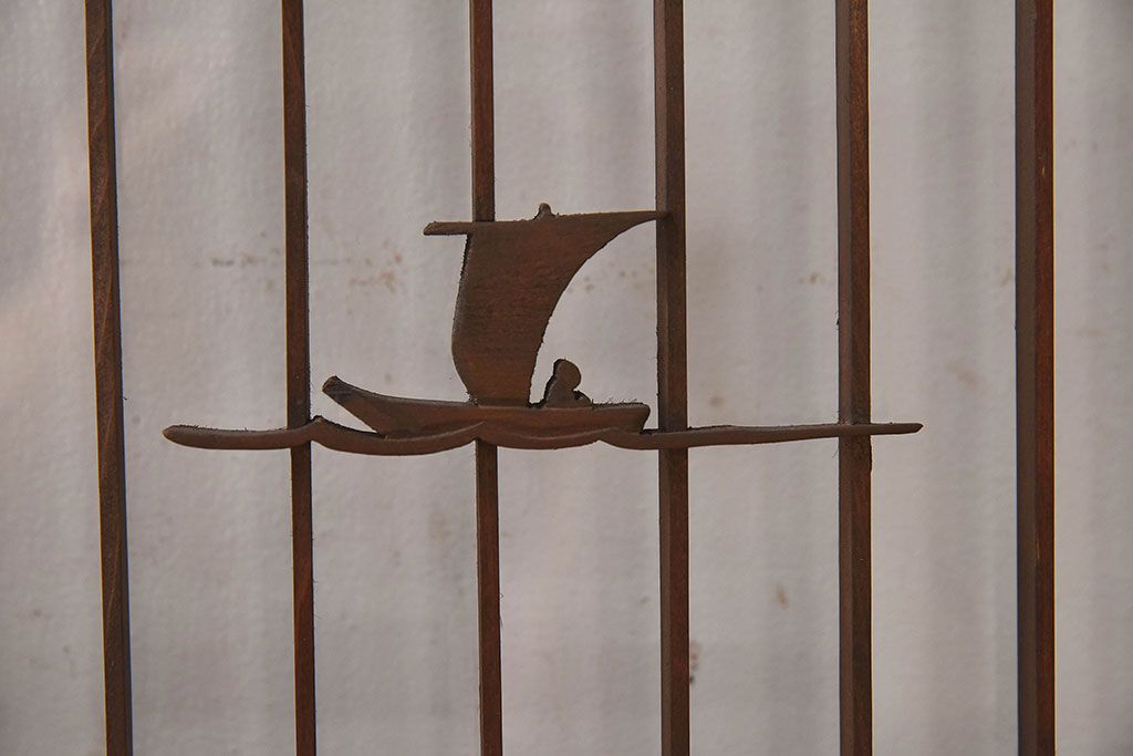 和製アンティーク　富士の図柄が魅力的な書院戸4枚セット(格子戸、ガラス戸、窓)