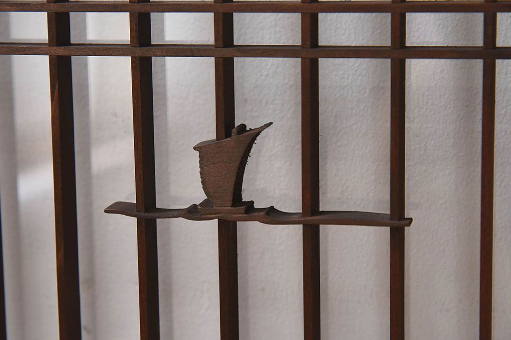 和製アンティーク　富士の図柄が魅力的な書院戸4枚セット(格子戸、ガラス戸、窓)