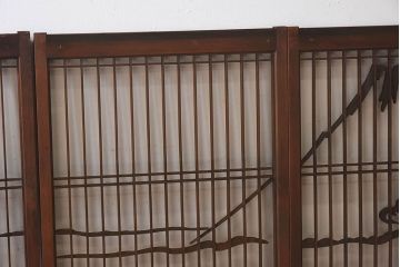 和製アンティーク　富士の図柄が魅力的な書院戸4枚セット(格子戸、ガラス戸、窓)