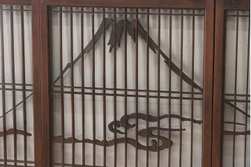 和製アンティーク　富士の図柄が魅力的な書院戸4枚セット(格子戸、ガラス戸、窓)