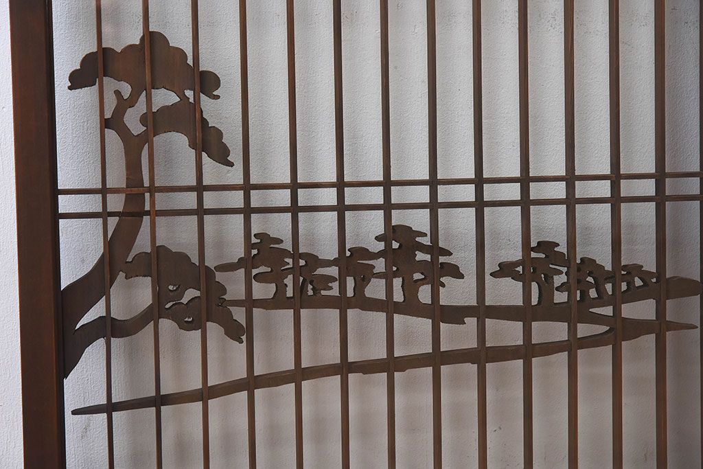 和製アンティーク　富士の図柄が魅力的な書院戸4枚セット(格子戸、ガラス戸、窓)