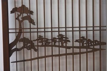 和製アンティーク　富士の図柄が魅力的な書院戸4枚セット(格子戸、ガラス戸、窓)