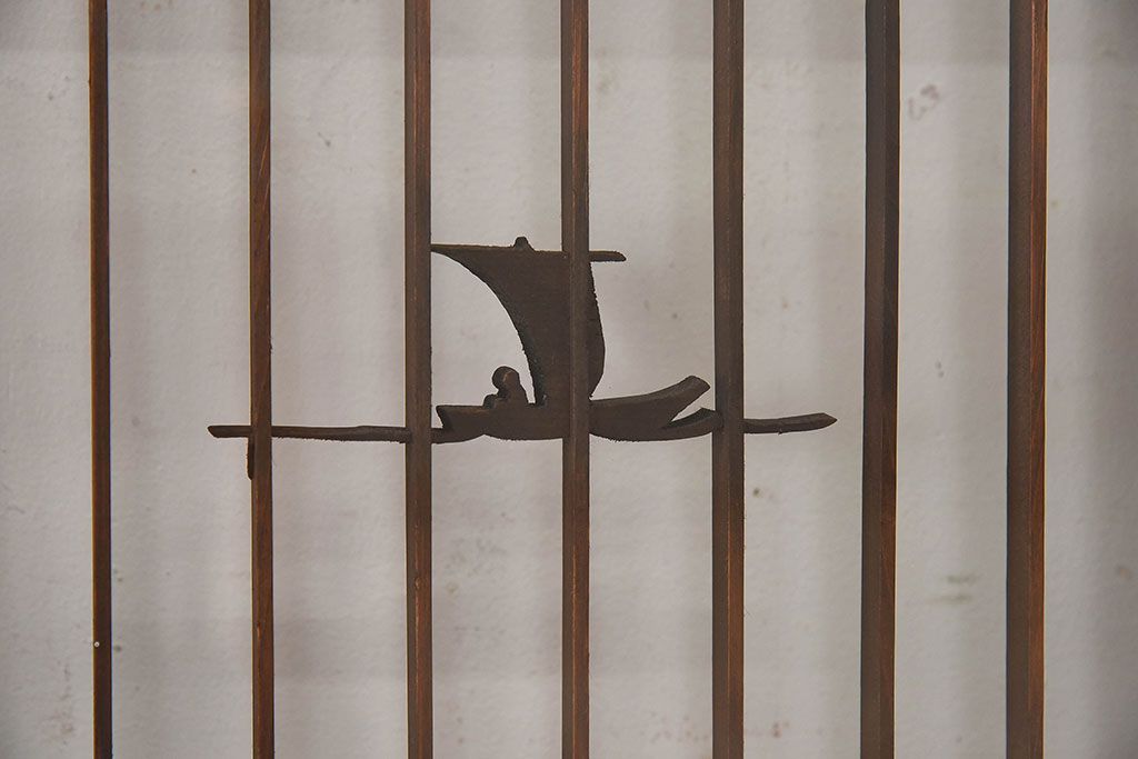 和製アンティーク　富士の図柄が魅力的な書院戸4枚セット(格子戸、ガラス戸、窓)