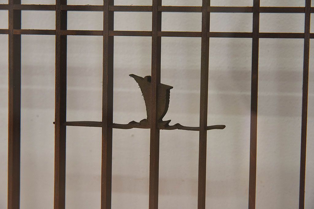 和製アンティーク　富士の図柄が魅力的な書院戸4枚セット(格子戸、ガラス戸、窓)