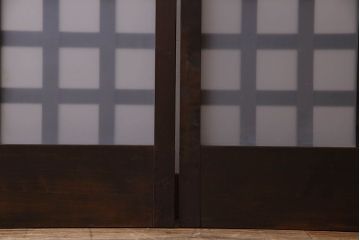 和製アンティーク　モダンな雰囲気漂うガラス格子戸(引き戸)2枚セット
