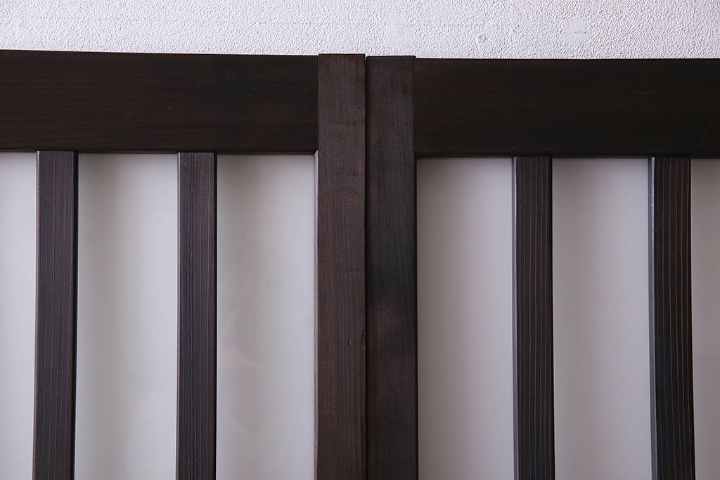 和製アンティーク　モダンな雰囲気漂うガラス格子戸(引き戸)2枚セット