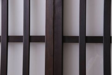 和製アンティーク　モダンな雰囲気漂うガラス格子戸(引き戸)2枚セット