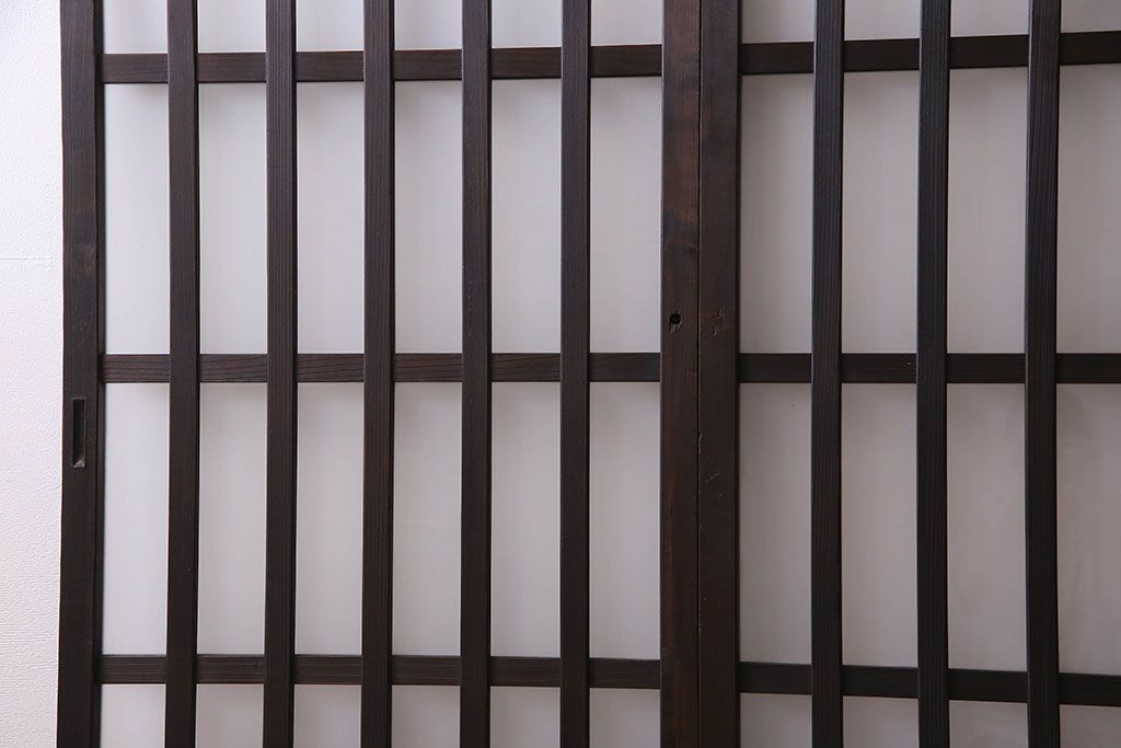 和製アンティーク　モダンな雰囲気漂うガラス格子戸(引き戸)2枚セット