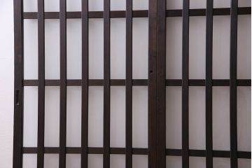 和製アンティーク　モダンな雰囲気漂うガラス格子戸(引き戸)2枚セット