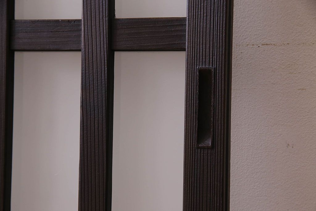 和製アンティーク　モダンな雰囲気漂うガラス格子戸(引き戸)2枚セット